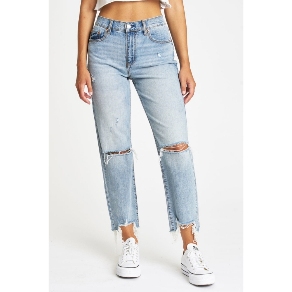 Daze Denim | Straight Up Distressed High-Rise Straight Leg Jeans Sorry